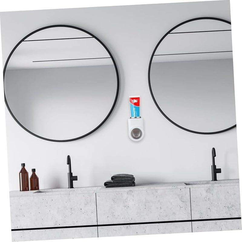 White Wall Mounted Automatic Toothpaste Dispenser No Drill Bathroom Organizer - Image 4